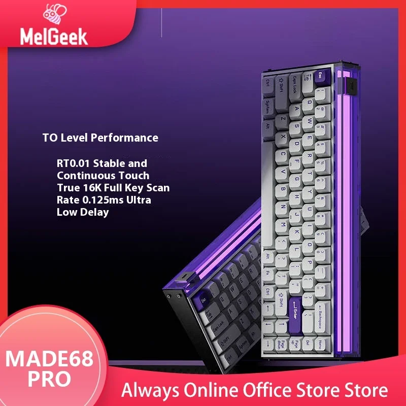 NEW MelGeek Made68 Game Magnetic Keyboard Mechanical 8Khz RT0.01 Non-stop FPS 0.125ms Low Latency Full Key 16k Scan Rate