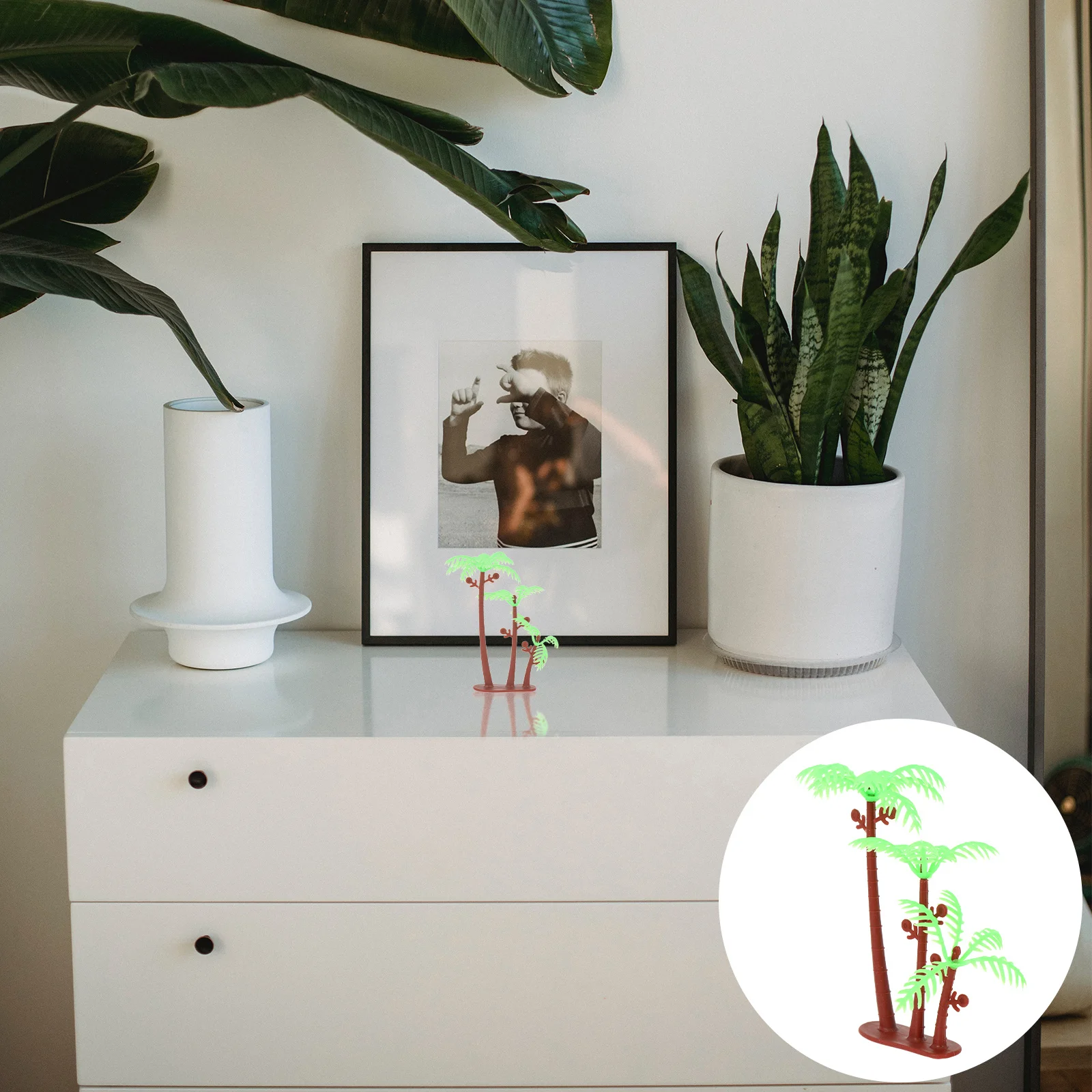 

50 Pcs Simulated Coconut Tree Bonsai Tropical Cake Decorations Hawaiian Topper Artificial Miniature Trees Ice Cream