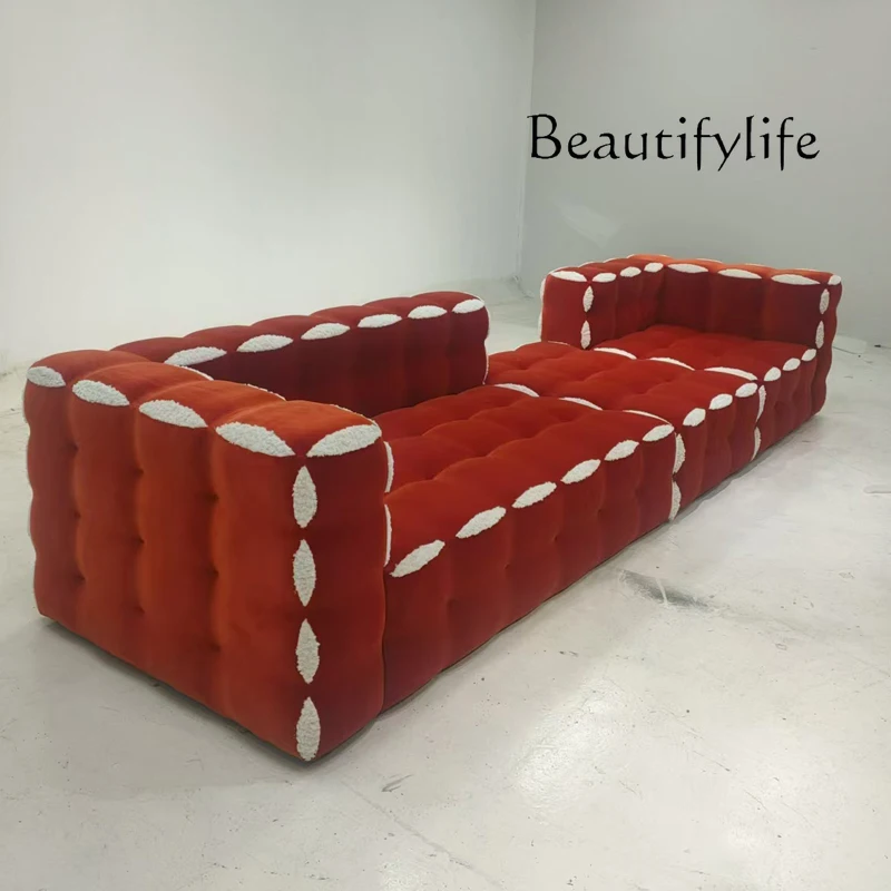 

Italian simple sofa design villa minimalist light luxury high-end fabric single leisure chair