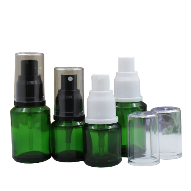 

15ml 30ml Perfume Spray Bottle Oblique Shoulder Emulsion Cream Cosmetic Toner Mist Sprayer Green Glass Lotion Pump Bottle 15pcs