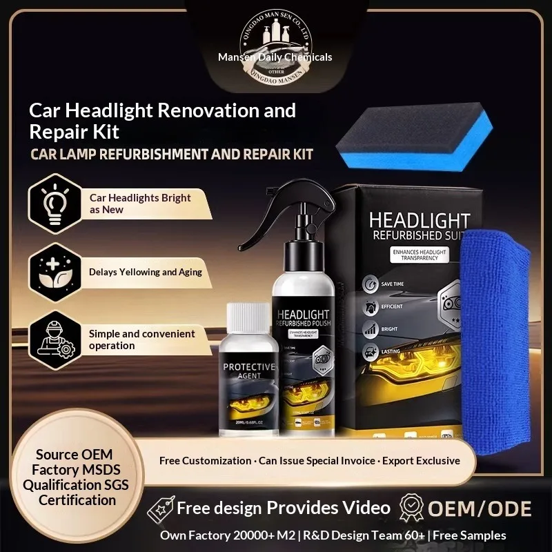 Car Headlight Cleaner and Restorer Kit  Headlight Restoration Decontaminating and Brightening Care