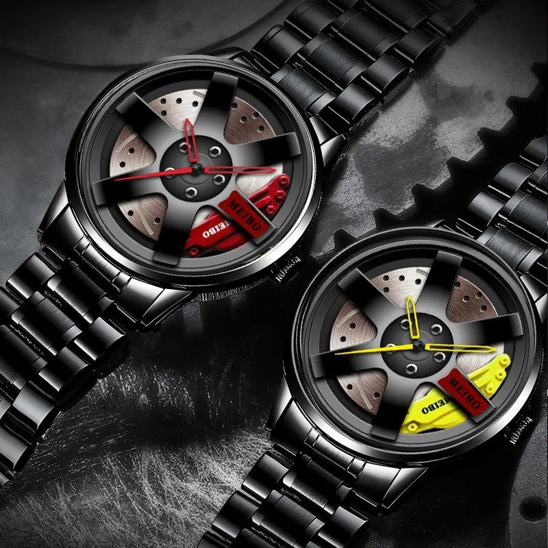 남자 중공 경주용 자동차 비즈니스 석영 시계 아날로그 패션 스테인레스 스틸 시계