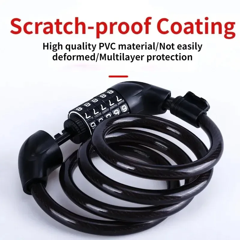 Bicycle 5 Digit Code Cable Lock 1200mm*7mm Anti-theft Bike Password Lock Bike Security Steel Cable Cycling Lock Bike Parts