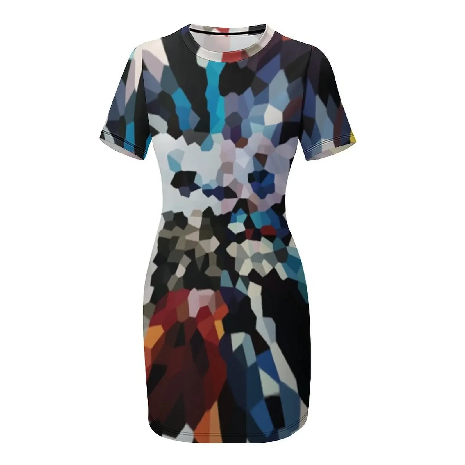 U2 - Achtung Baby - Abito a Maniche Corte Squares, Abiti da Cerimonia 2025, Abito a Maniche Lunghe, Abito Fasciante, Abiti Lunghi da Donna