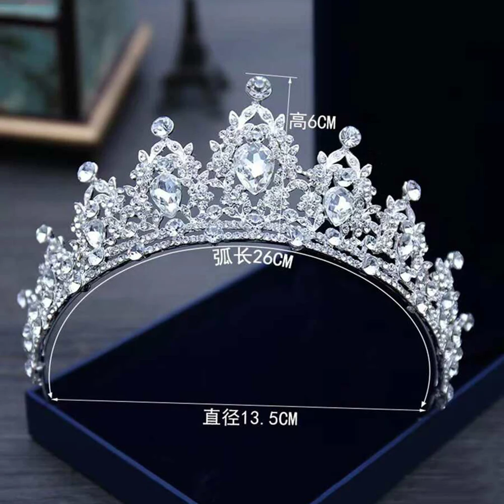 1 Pc Wedding Hair Tiara Crystal Bridal Tiara Crown Silver Color Diadem Tiaras Party Banquet Hair Headpieces Head Jewelry Gift