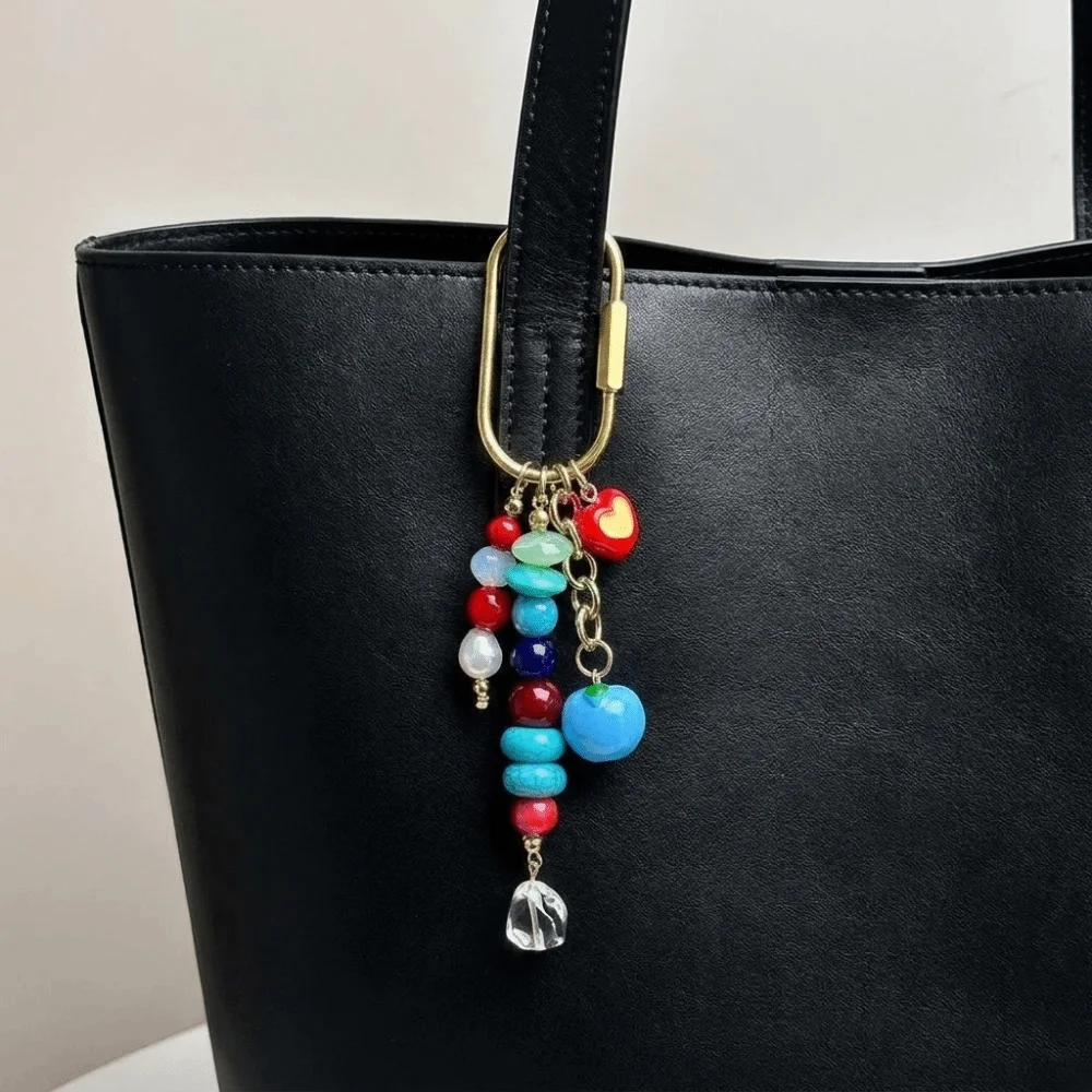 Fashion Conch Bag Pendant DIY Resin Heart Key Ring Handmade Korean Beads Keychain Car Accessory