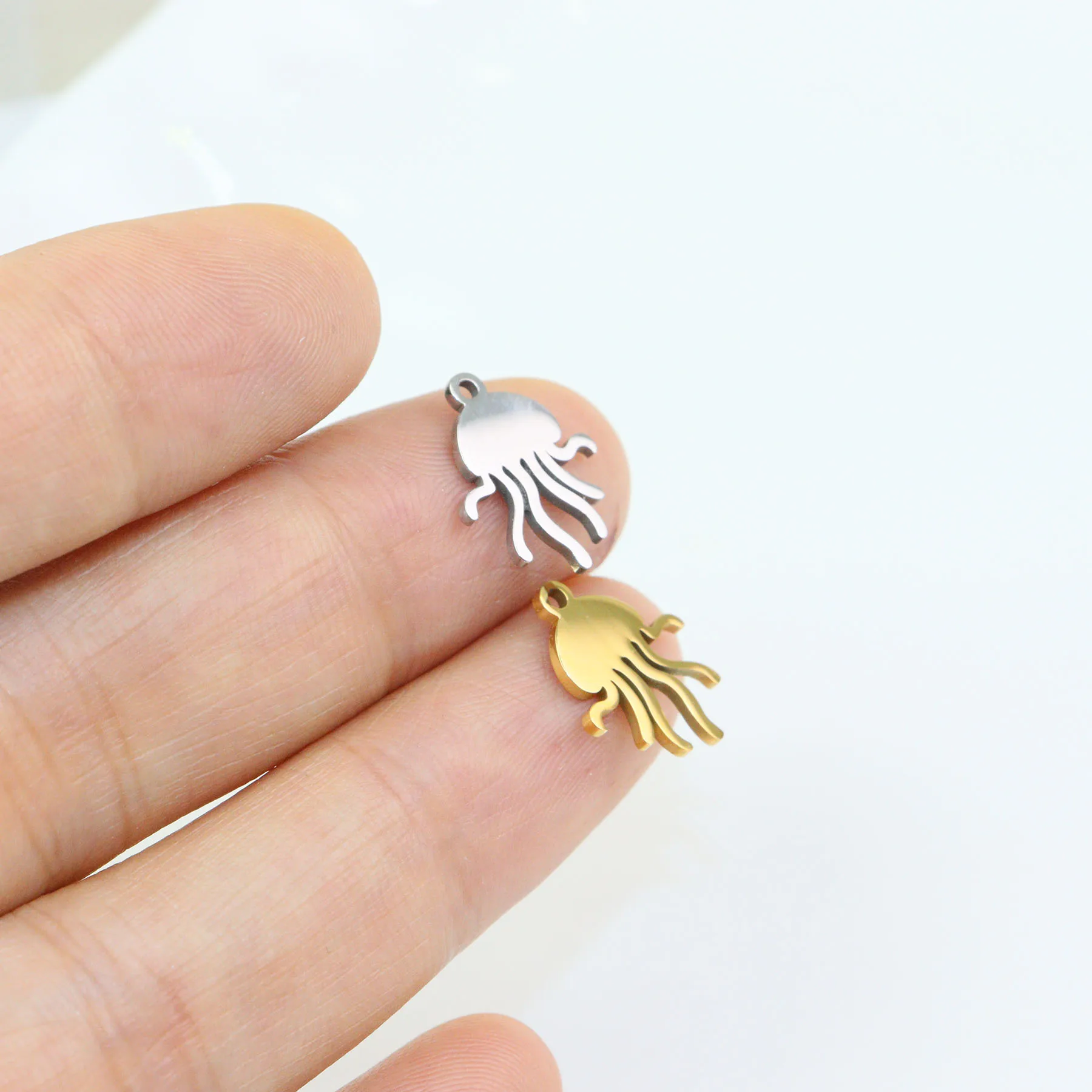10pcs Stainless Steel Sea Motif Fashion Jewelry Charms Pendant DIY Handcraft  Vacuum Plate Waterproof Antiallergic