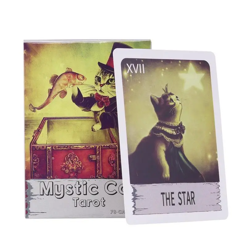 

Mystic Cat Tarot Cards 78 Cards Tarot Fortune Telling Game English Board Games Cards for Party Friends Gatherings Family Nights