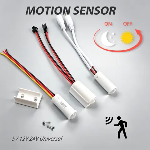 12V/24V Embedded PIR Motion Sensor Daynight Control Switch for Stair, Kitchen Delay-off, 5m Detection Range Human IR Switch