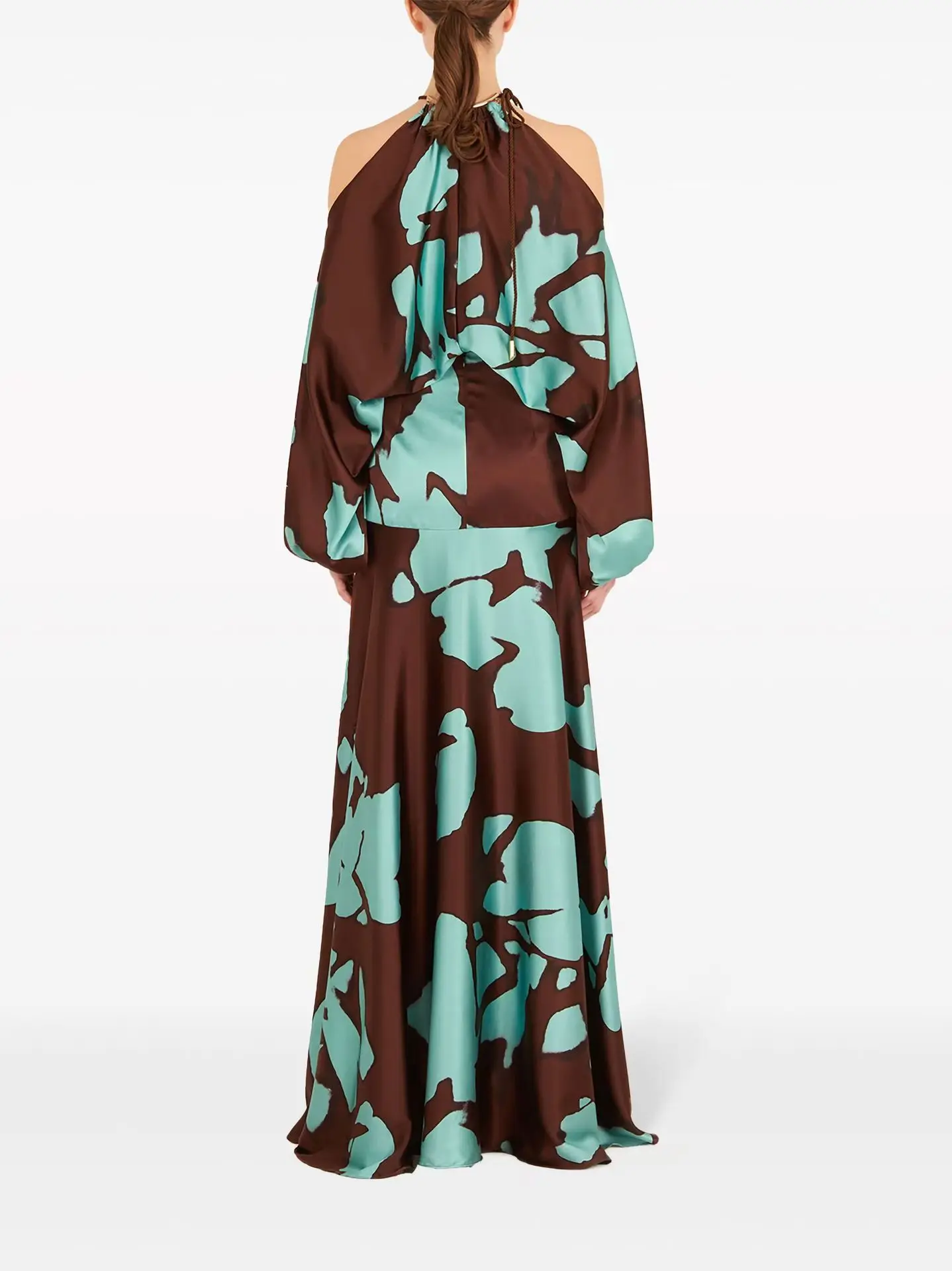 Women Dresses Lantern Sleeve Dress O Neck Patchwork Print Loose Fit Sexy Casual Ankle Length Summer Vestidos 2025 Spliced