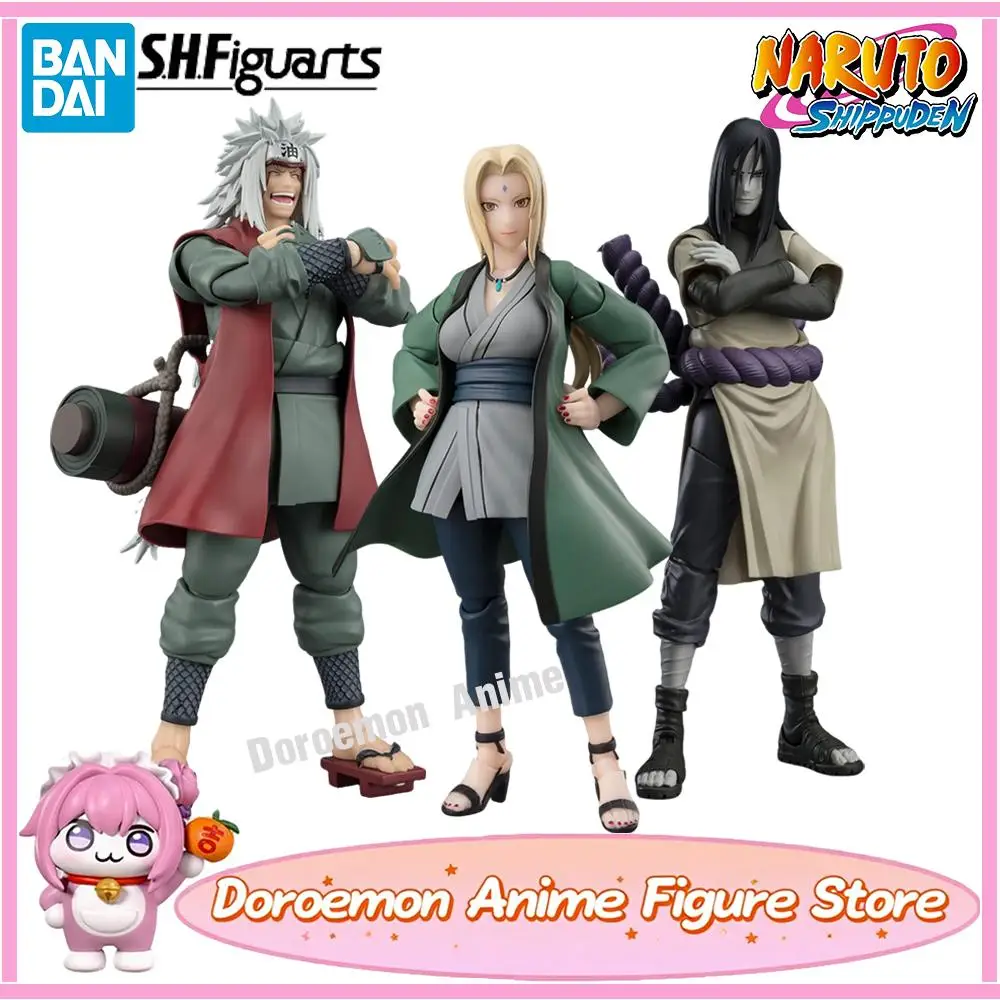 В наличии оригинальные Bandai S.h.figuarts Наруто Джирайя Орочимару Цунаде Легендарные три фигурки ниндзя комиксы аниме модель