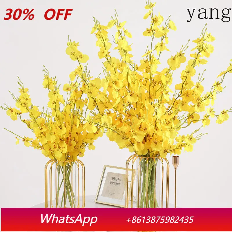 

Yjq dancing orchid simulation bouquet European ornament floral home furnishing living room dining table TV cabinet decoration