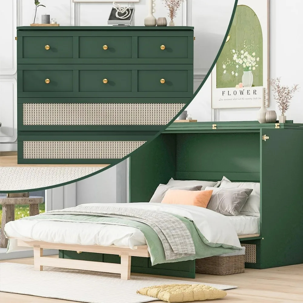 Queen Size Murphy Bed, Multi-Functional Night & Day Furniture Murphy Cabinet Bed, Hidden Murphy Bed for Guest Room