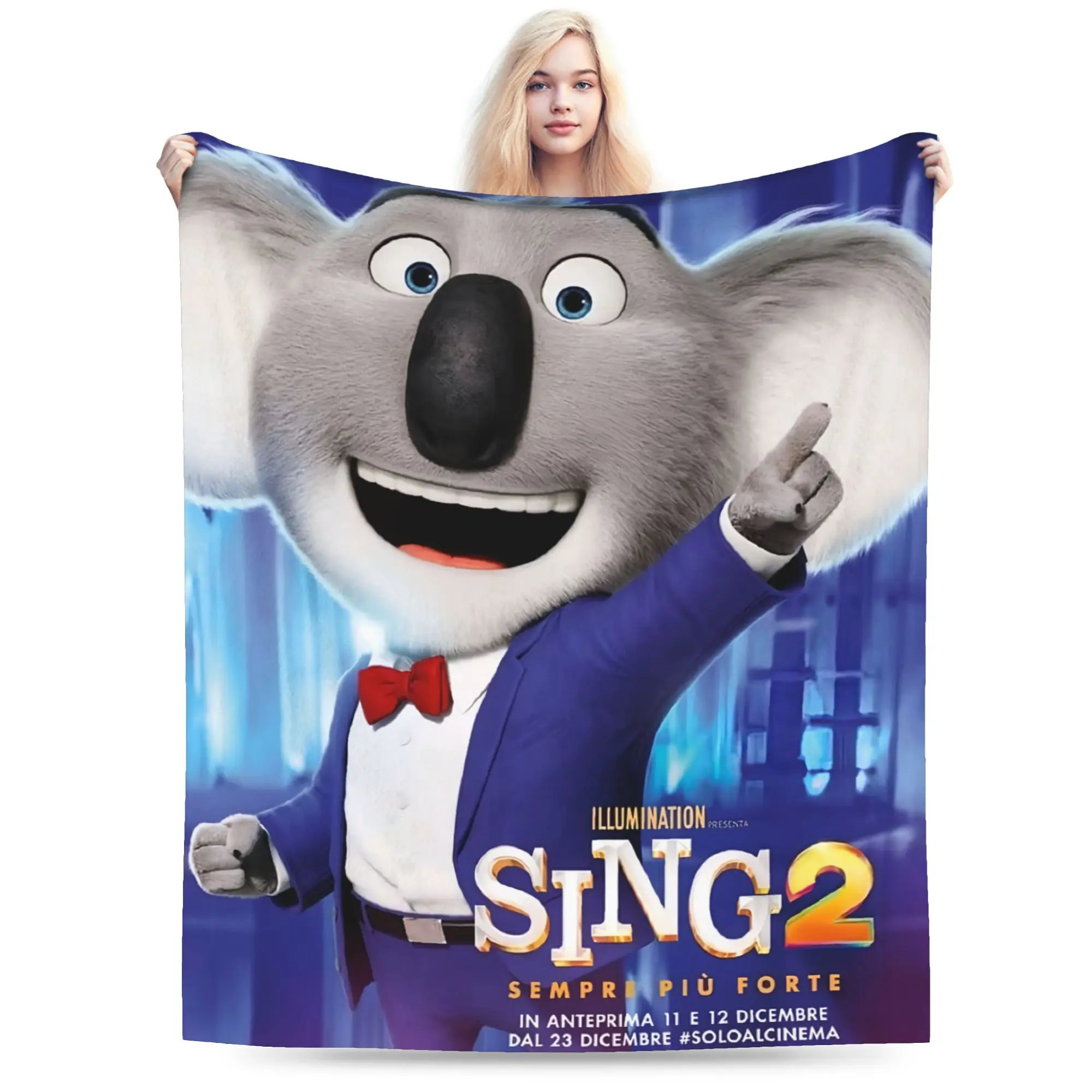 Sing 2 Movie Printed Blanket For Men Women Warm Cozy Fluffy  Throw Blankets for Bed 50x60 Inches Multiple Sizes