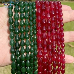 Natural Stone Waterdrop Red Jade Green Jade Round Loose Beads For Jewelry Making DIY Handmade Bracelets Accessories 15