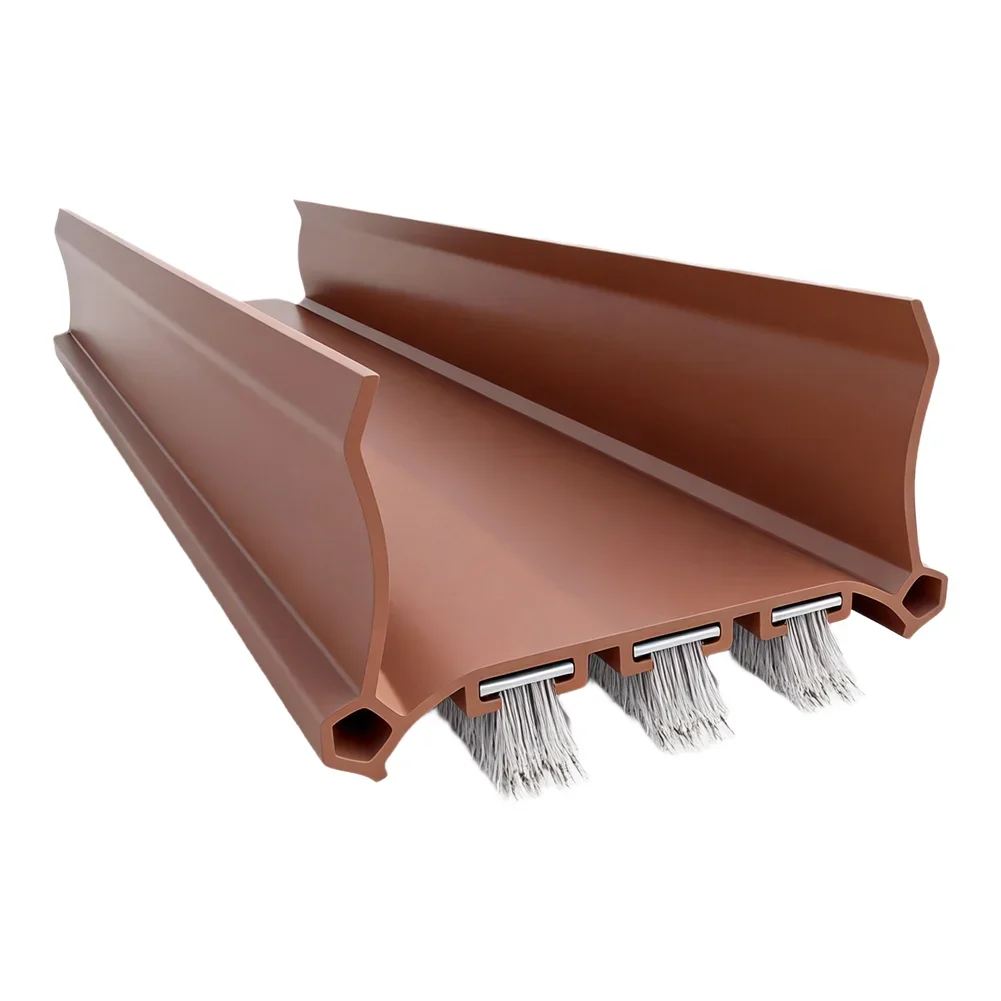 Door Bottom Brush Seal PVC Strip Compatible with 55mm Inner Doors Two Soundproof Chambers Dust Draft Defense 96cm