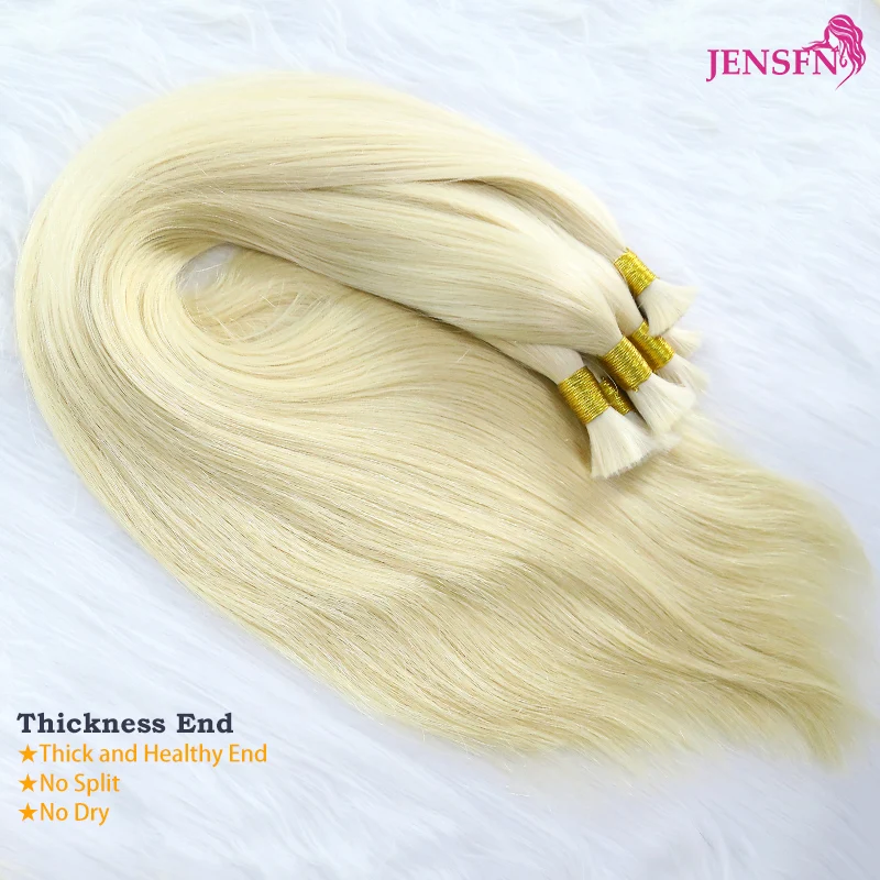 JENSFN Bulk Hair Extensions Human Hair Straight real Natural Hair 50g/Strand #613 60  Brown Blonde Salon Supplies 16\