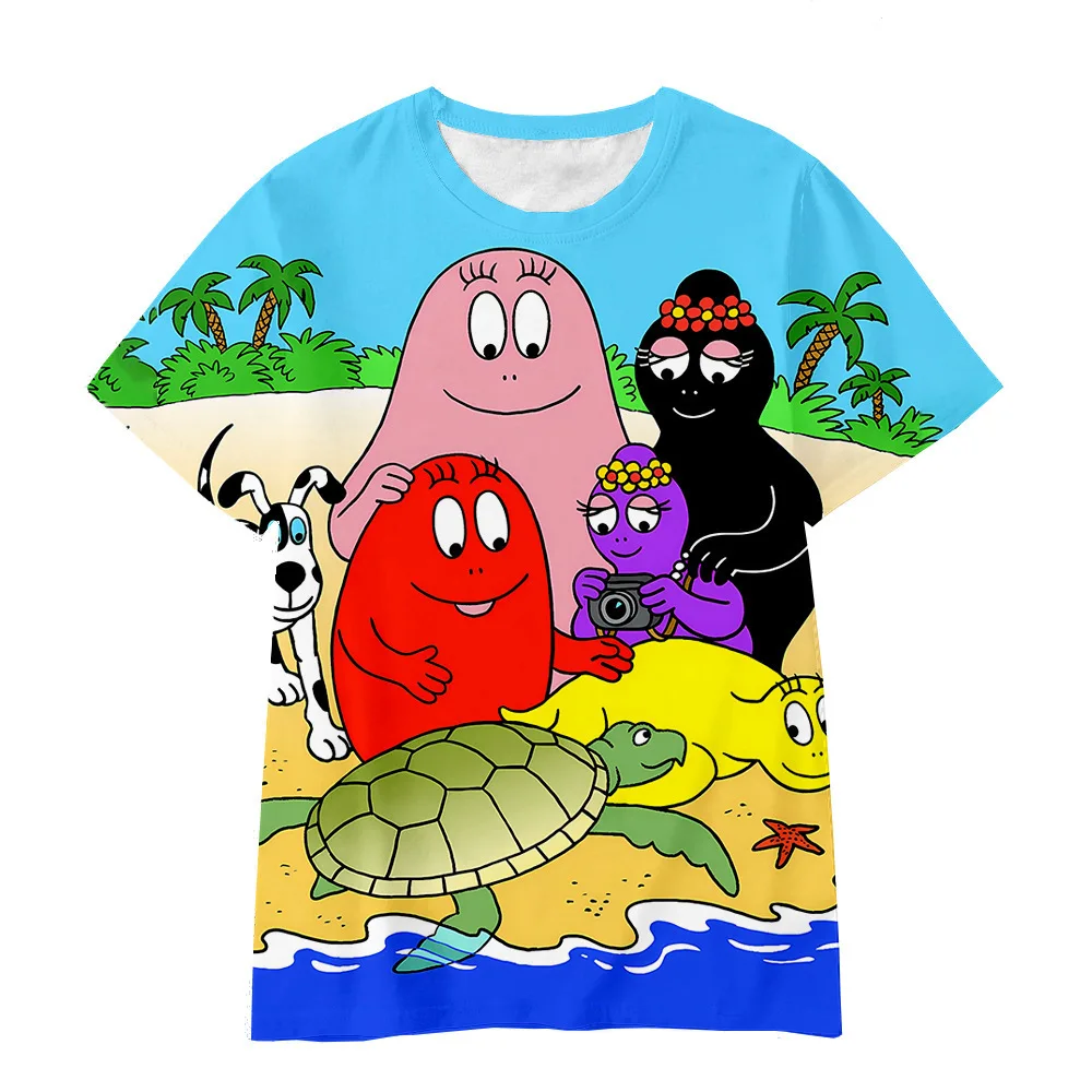 Amazon Cute Cartoon Barbapapa Barbapapa Anime Short sleeved T-shirt 3D Digital Printing Factory Direct Sales