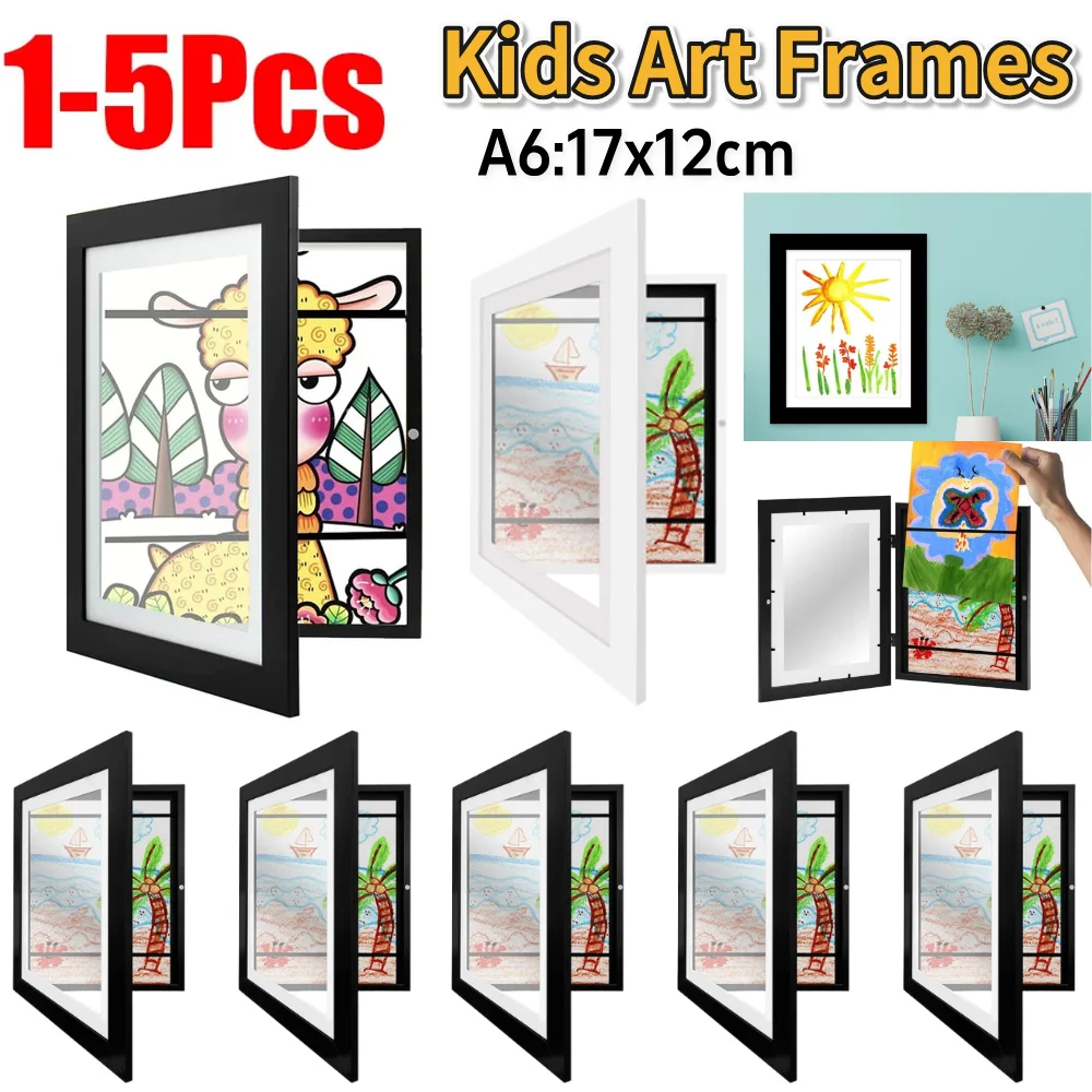 1-5PCS Children Art Frames A6 Easy Change Artwork Display Storage Frames Front Opening for Schoolwork Home Office