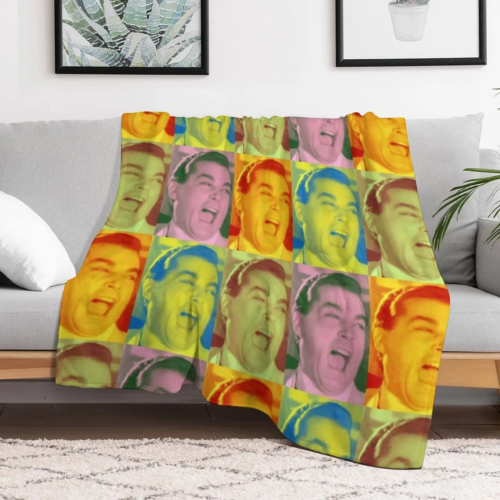 Ray Liotta Laugh mafia gangster movie Goodfellas painting multi-color Throw Blanket Thins Hairys Beautifuls Blankets