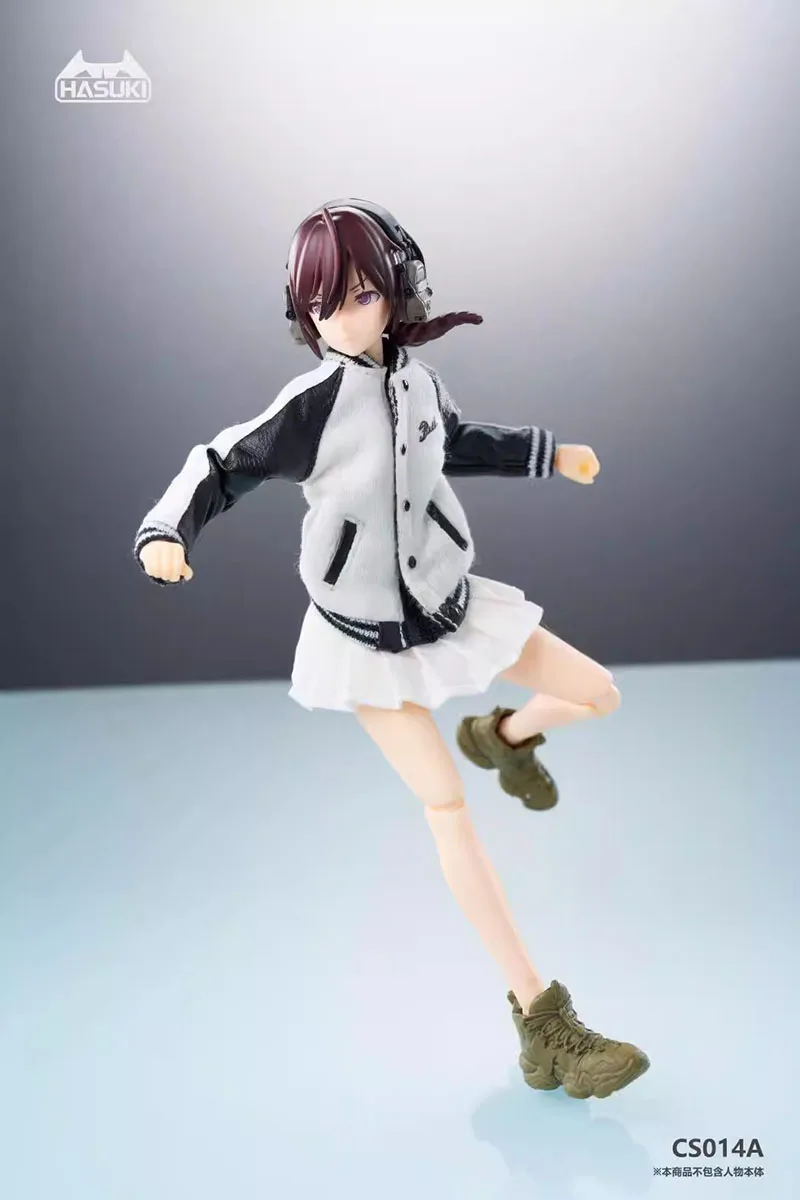 HASUKI CS014 1/12 Baseball Jersey Jacket Pleated Skirt Clothes Model Fit 6'' Soldier Action Figure Body Dolls