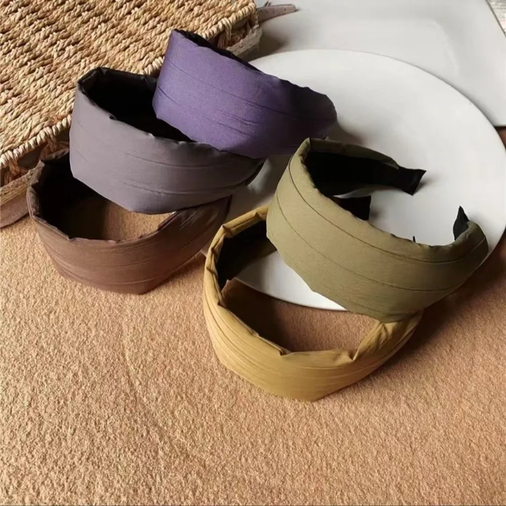 Girls Gifts Korean Style Ruffled Wide Headbands Non-slip Elastic Hair Hoop Sweet Trendy Solid Color Hairbands Spring Summer