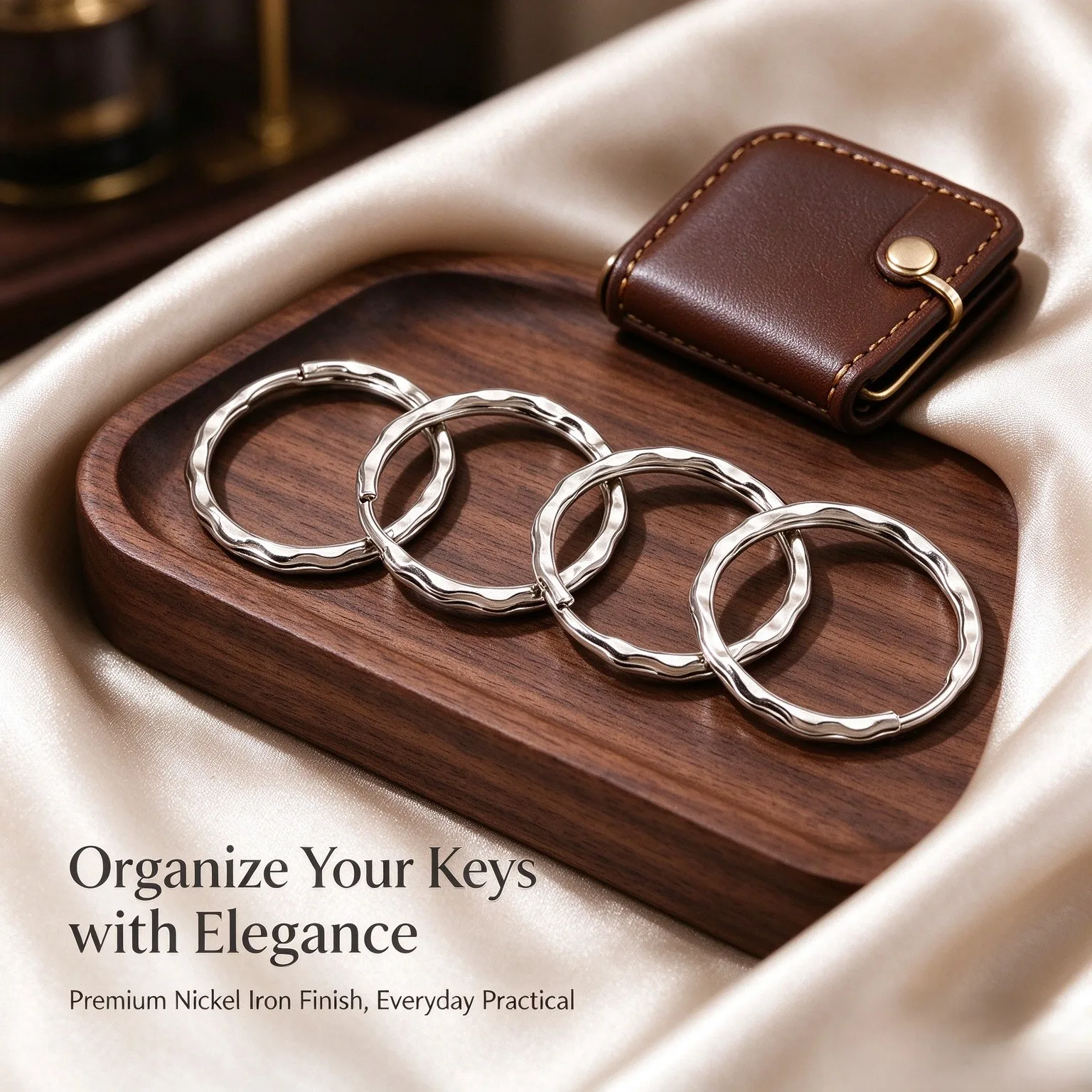 10PCS Nickel Plated Metal Key Ring With 4 Link Extension Chain Split Keyring DIY Charm Connector For Keychain Pendant Jewelry Ma