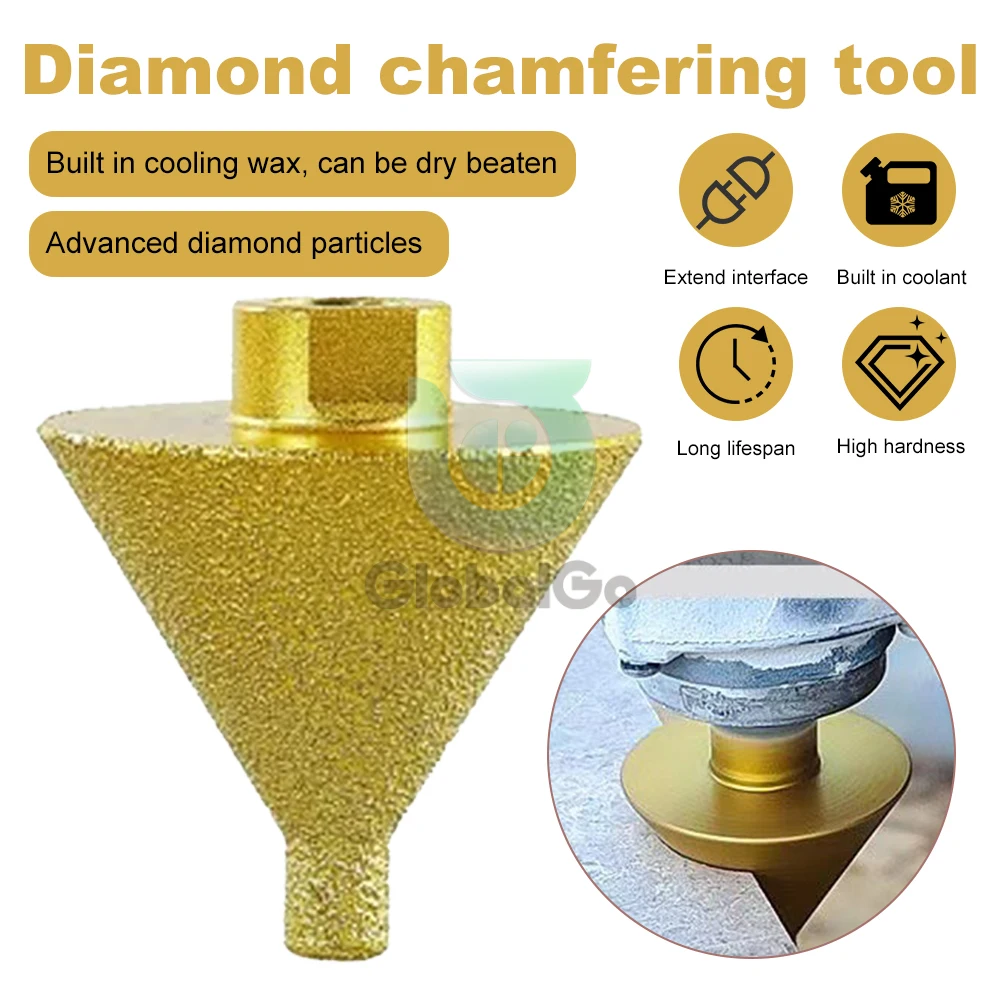 Diamond Beveling Chamfer Bit M10/M14 Threaded Polishing Ceramic Tile 38/50mm Tapered Engraving Cutting Opener Chamfering Tool