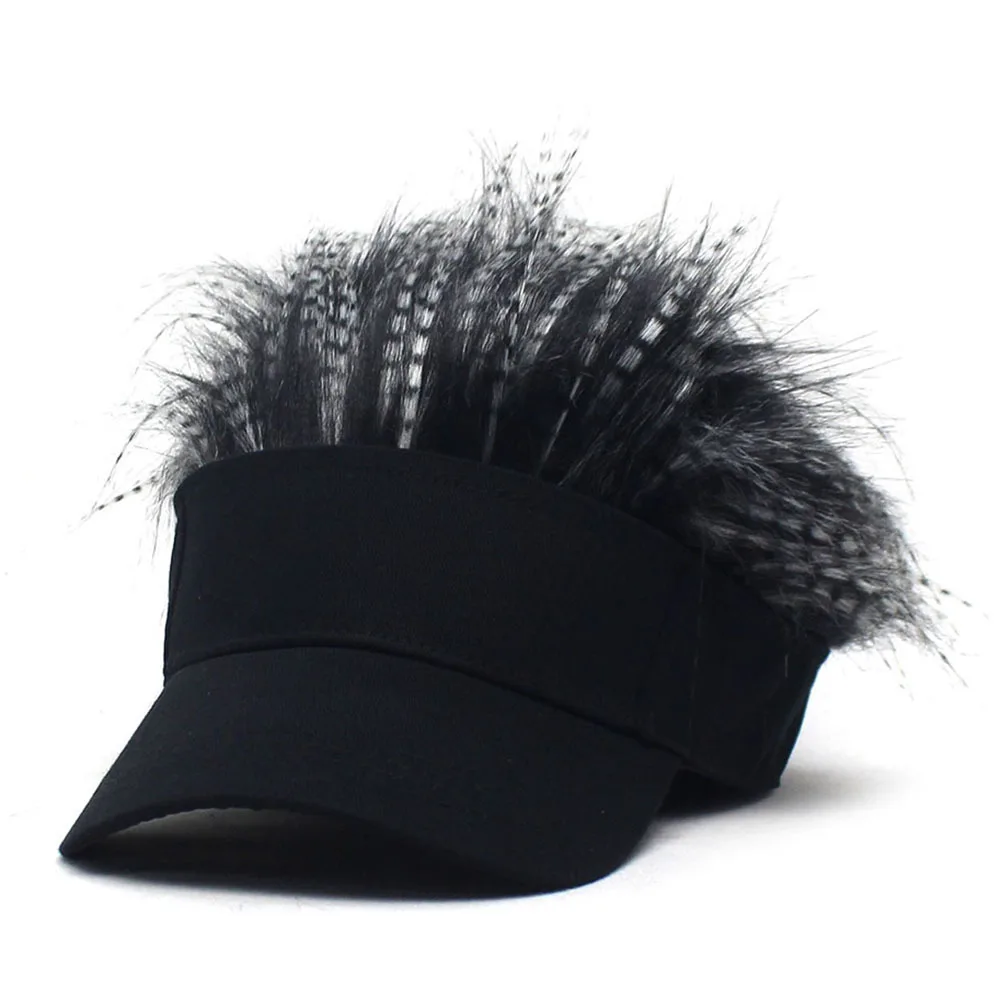 Fake Hair Hat For Men New Golf Baseball Cap Women Sun Visor Cosplay Toupee Hats Spiked Hairs Wig Creative Funny Party Hat