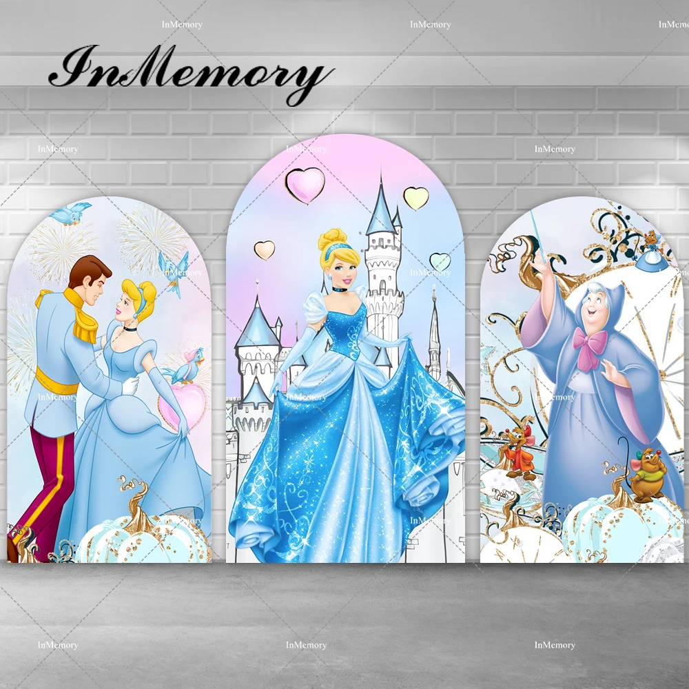 

Castle Blue Dress Princess Cinderella Arch Backdrop for Girls Baby Shower Birthday Party Photography Background