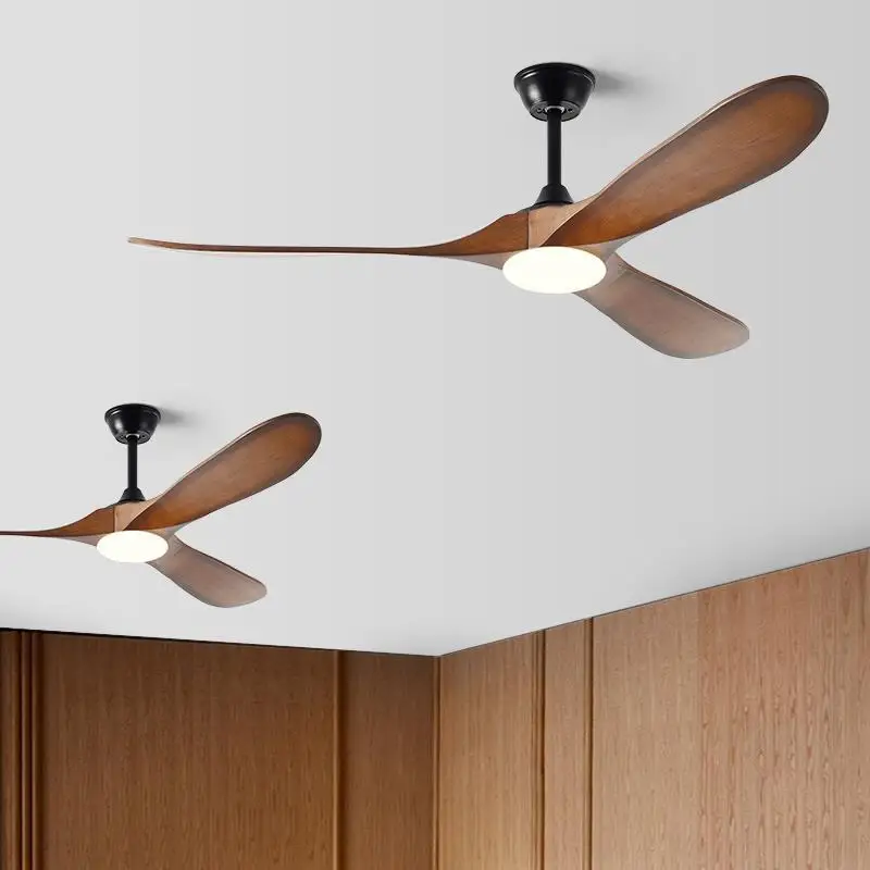 Americano Retro Fan Luz de Teto, Controle Remoto, Selagem Fan Lamp, LED Lustre, Lâmina De Madeira Vintage, 42 ", 52", 60"