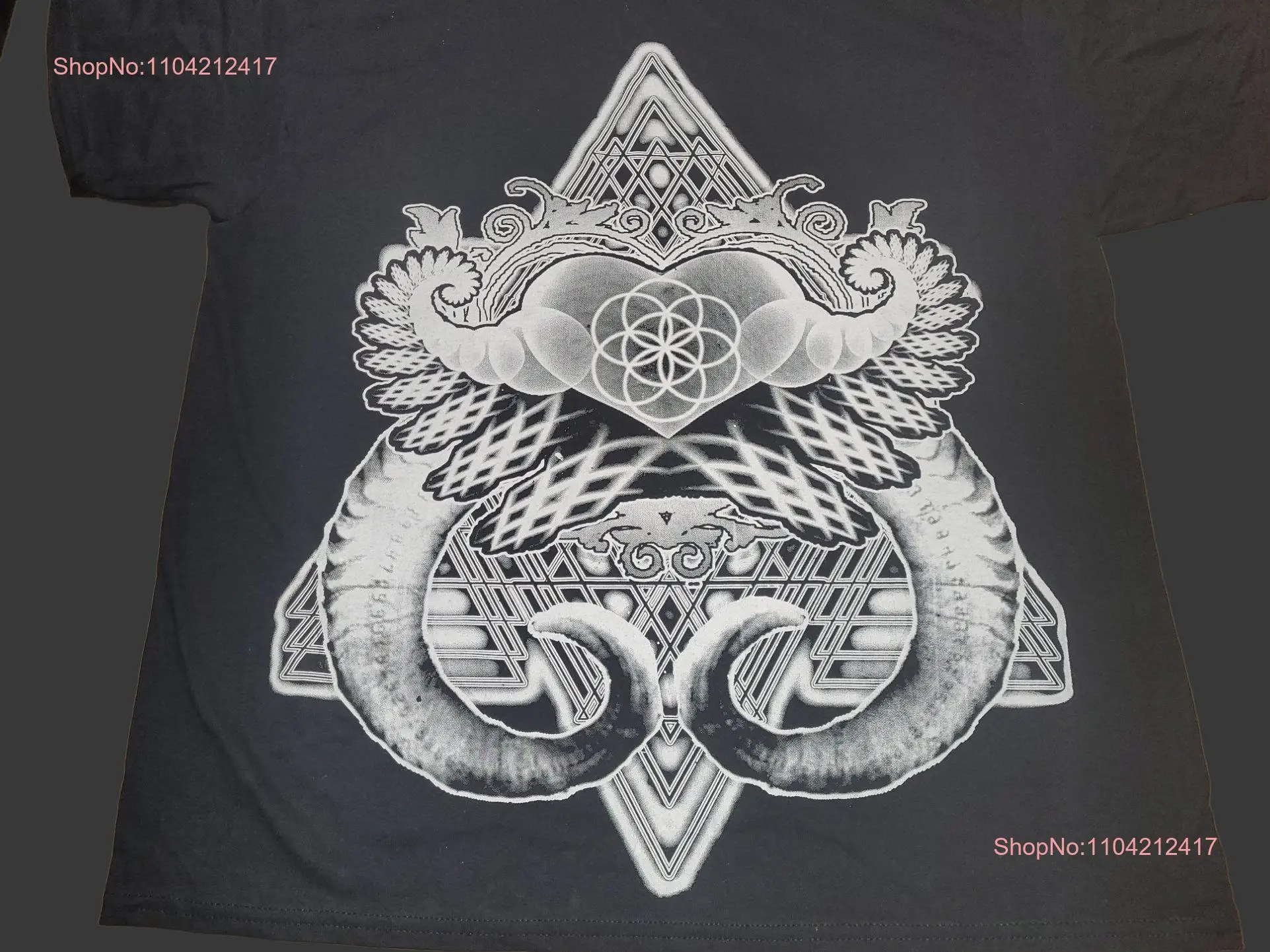 T Shirt Heart Fractal on Black long or short sleeves