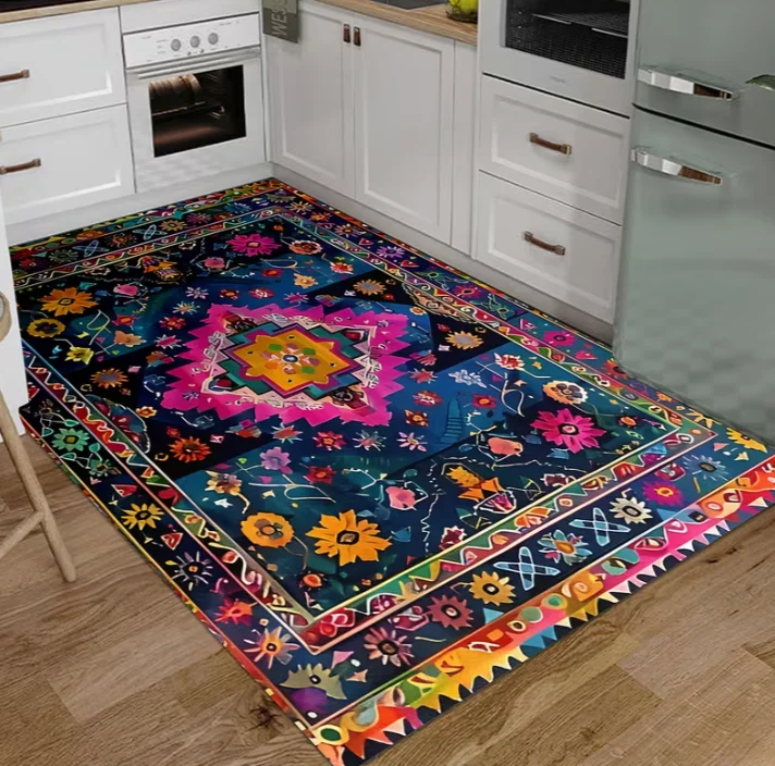 Bohemian Style Floor Mat for Living Room,Home Fashion Carpet for Bedroom,Kitchen Washable Long Strip Rug