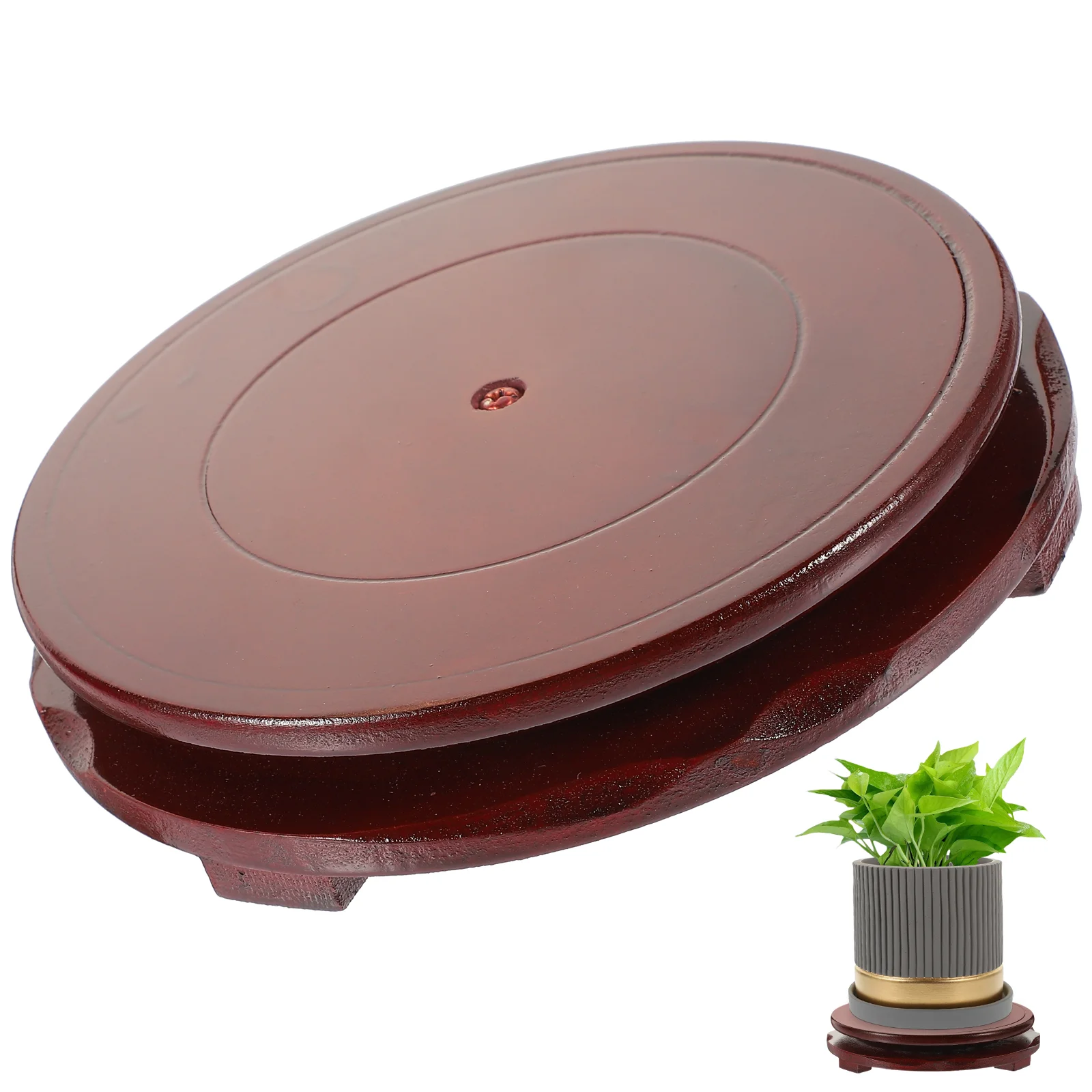 Plant Wooden Rotating Tray Display Shelf Indoor Planter Pots Plants Bonsai Base