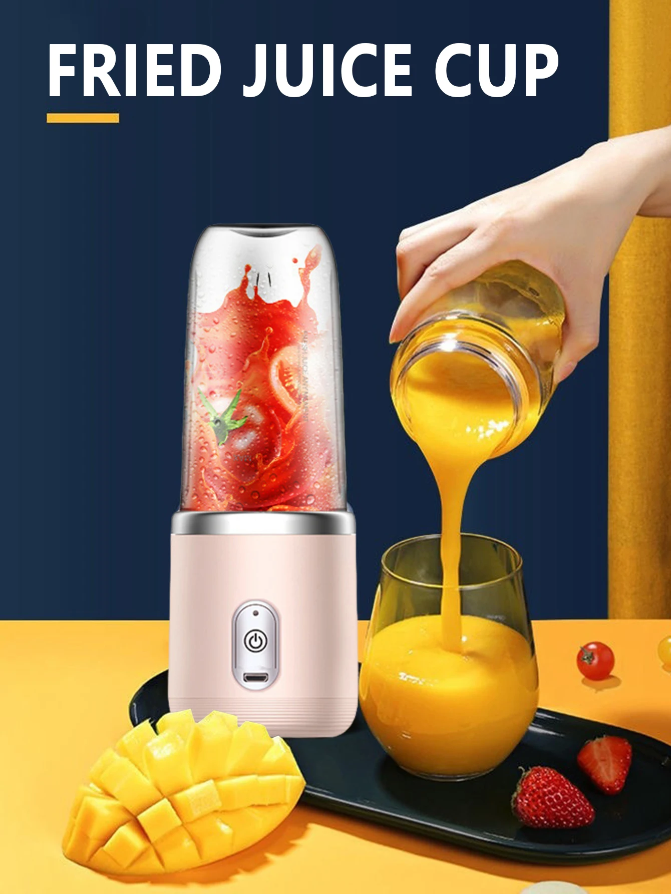 6 Blades USB Portable Juicer, Juicer Juice Cup Automatic Small Electric Juicer Smoothie Blender Ice Crumbler With Drinking Cup