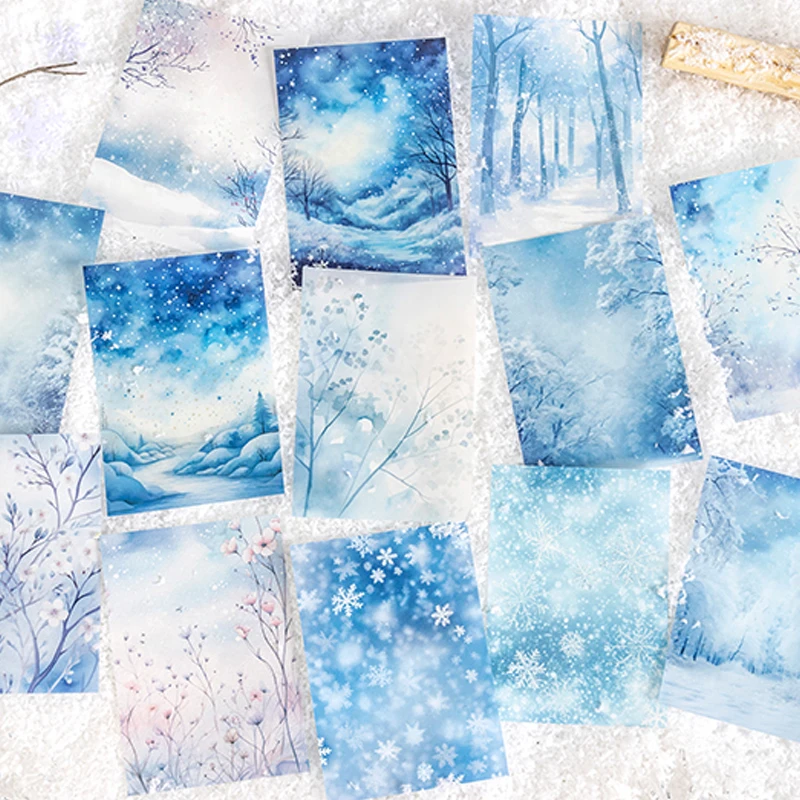 Mr. Paper, Winter Snow Theme Landscape Decoration Material Stickers DIY Scrapbook Diary Notebook Phone Case Handmade Material