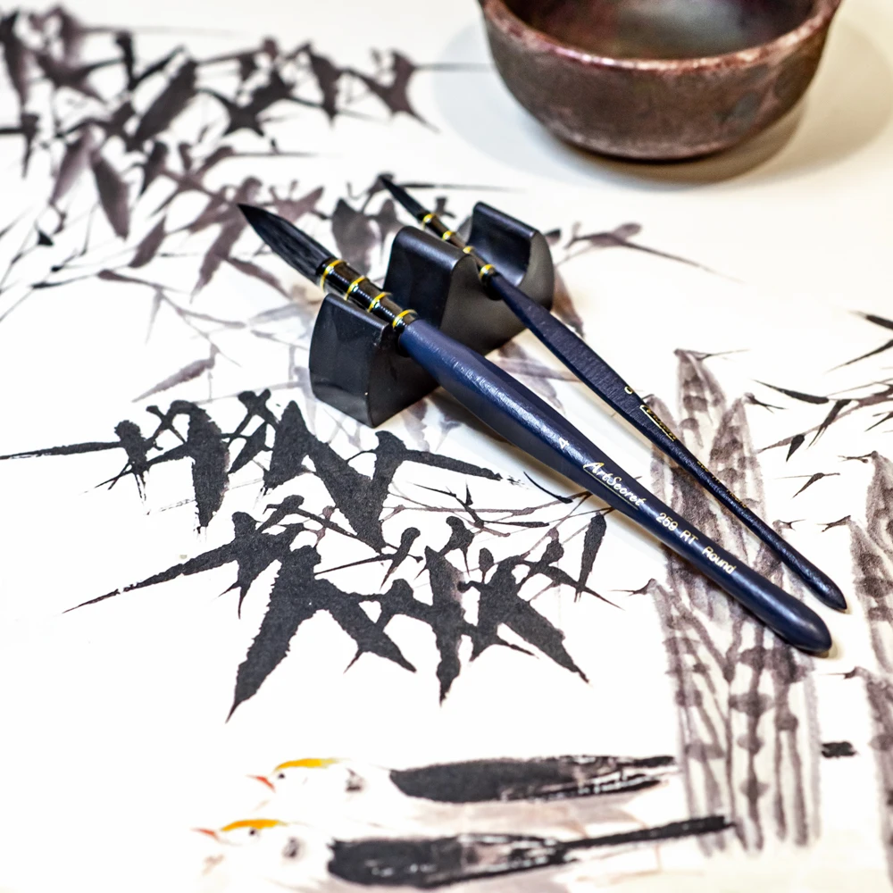 Artsecret 259RT 1-5 PCS Professional Acrylic Paint Brushes Triangular Handle Round Quill Art Brush for Oil Watercolor Gouache