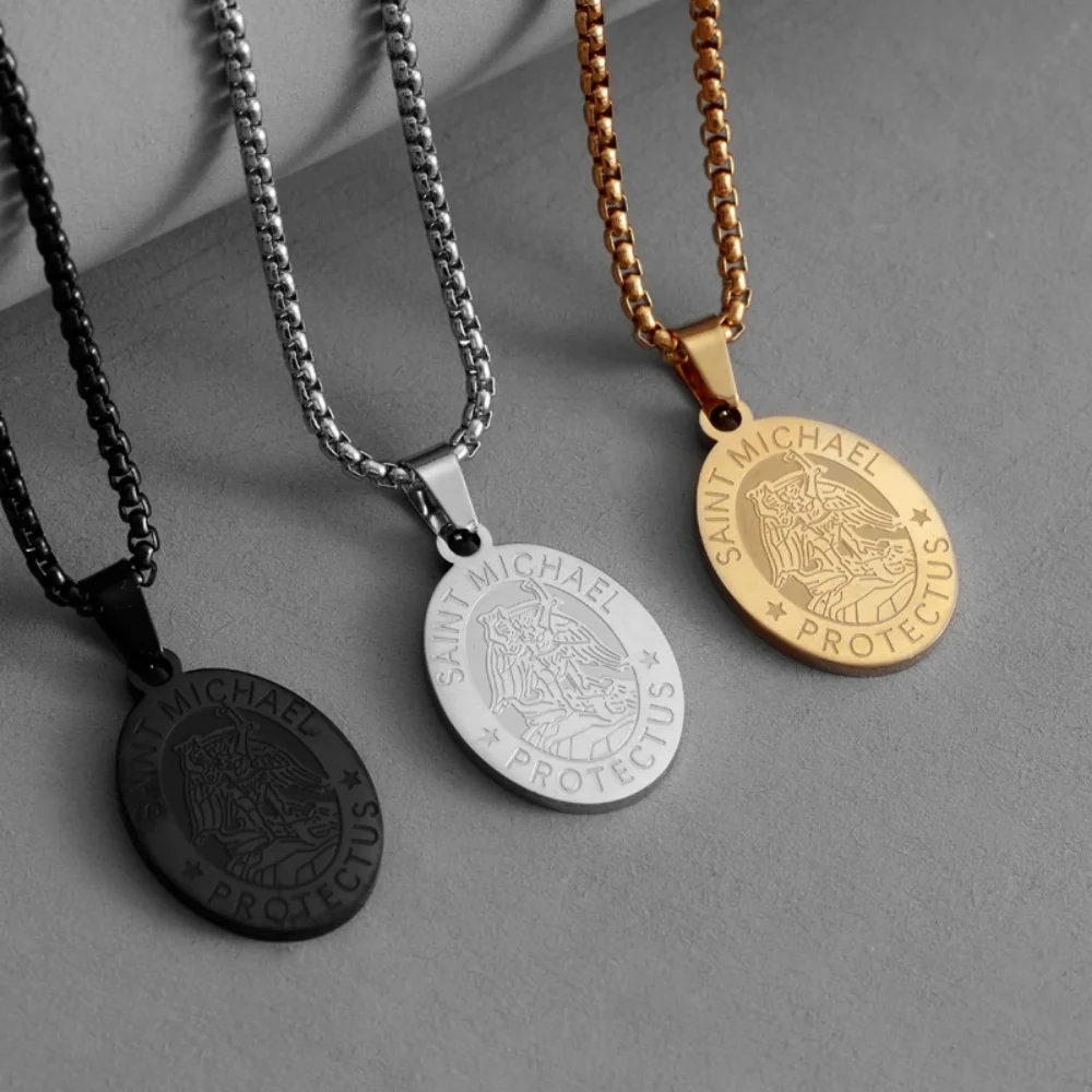 Hip-Hop Goldfarbene Edelstahl-Halskette Retro Herren Strukturierte Kleine Quadratische Platte Anhänger Halskette Mode-Schmuck Casual Accessoire – Detail 6