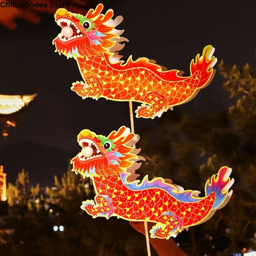 

Chinese Dragon Dance Lantern Handmade Blessing LED Lantern Toys Traditional Handheld Dragon Lantern Cultural Event