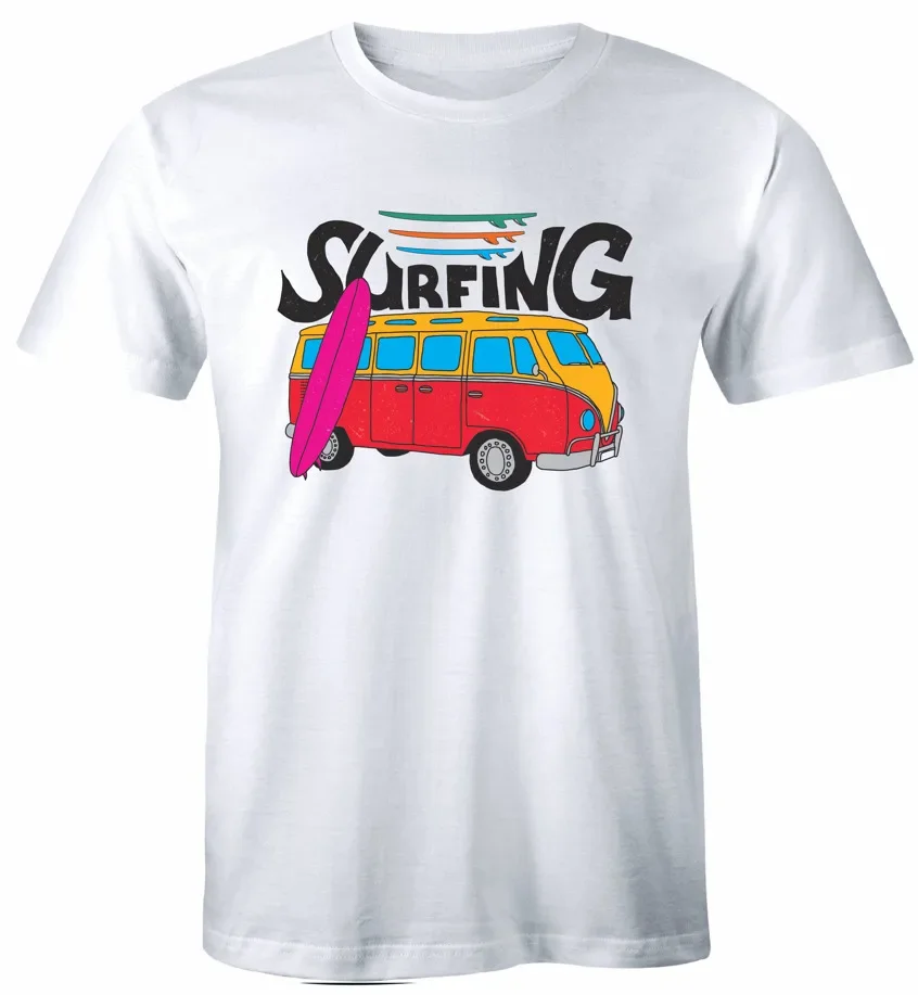 Surfing Tee Bus Van Life Beach Life Surfer Unisex T-Shirt High Quality 100%Cotton Short Sleeve