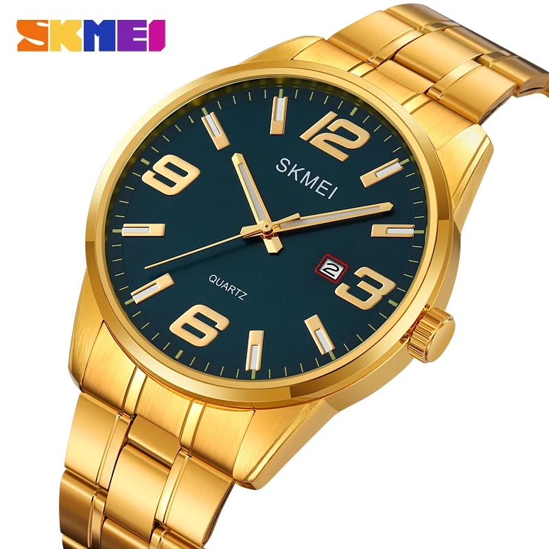 

SKMEI Бизнес Наручные Часы Из Нержавеющей Стали Роскошные Часы Кварцевые Часы Для Мужчин Женщин Мода Дата Водонепроницаемые Часы
