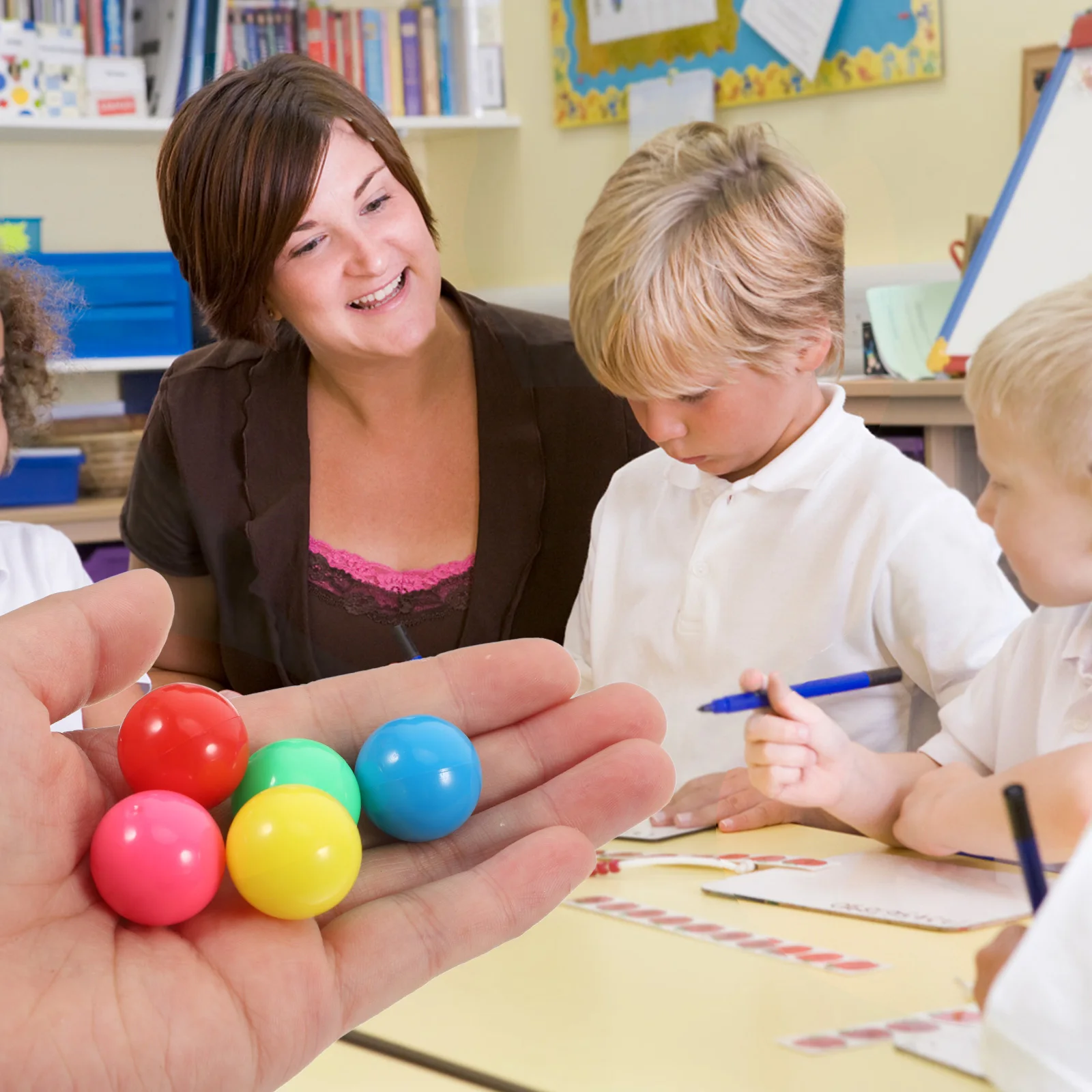 100 قطعة 20 مللي متر الرخام البلاستيكي كرات العد الملونة لألعاب الاحتمالية الرياضيات أداة تعليمية مشغرة كبسولات مستديرة ملونة