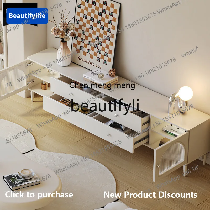 

178CC Light luxury cream wind TV cabinet coffee table combination high-end living room household floor cabinet