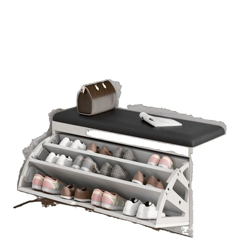 

Tipping bucket shoe changing stool door seated household soft bag storage stool integrated shoe stool