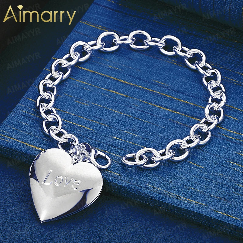925 Sterling Silver Heart-shaped LOVE Engraved Bracelet for Women's Parties Banquets Weddings High-quality Fashion Jewelry