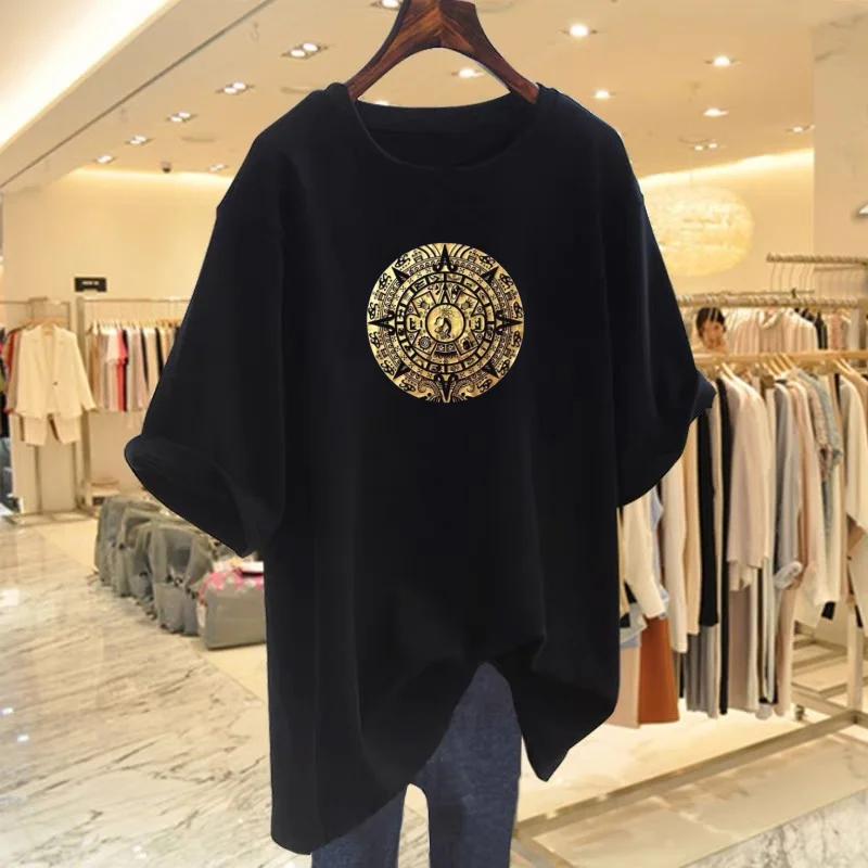 Women's Clothing Pure Cotton O-Neck Short Sleeve Basic T-Shirt Summer New Fashion Korean Oversized Top Tees Chic Pullovers M-6XL