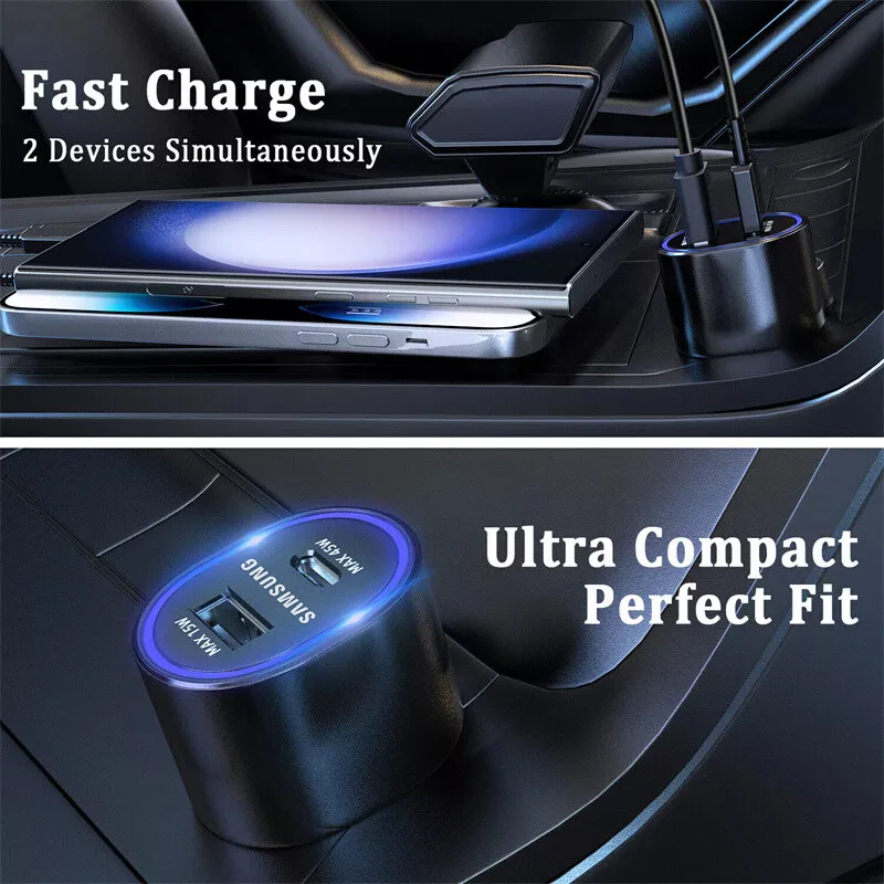 Samsung Car Charger 45w Original Super Fast charger Type C Samsung Galaxy S26 S25 S24 Ultra Plus S23 S22 S21 FE A37 A35 A17 A26