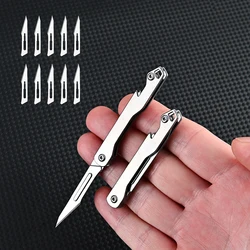 Mini Bottle Opener Scalpel Stainless Steel G10 Folding Knife Outdoor Survival Camping Portable EDC Tool 10 Blade Free