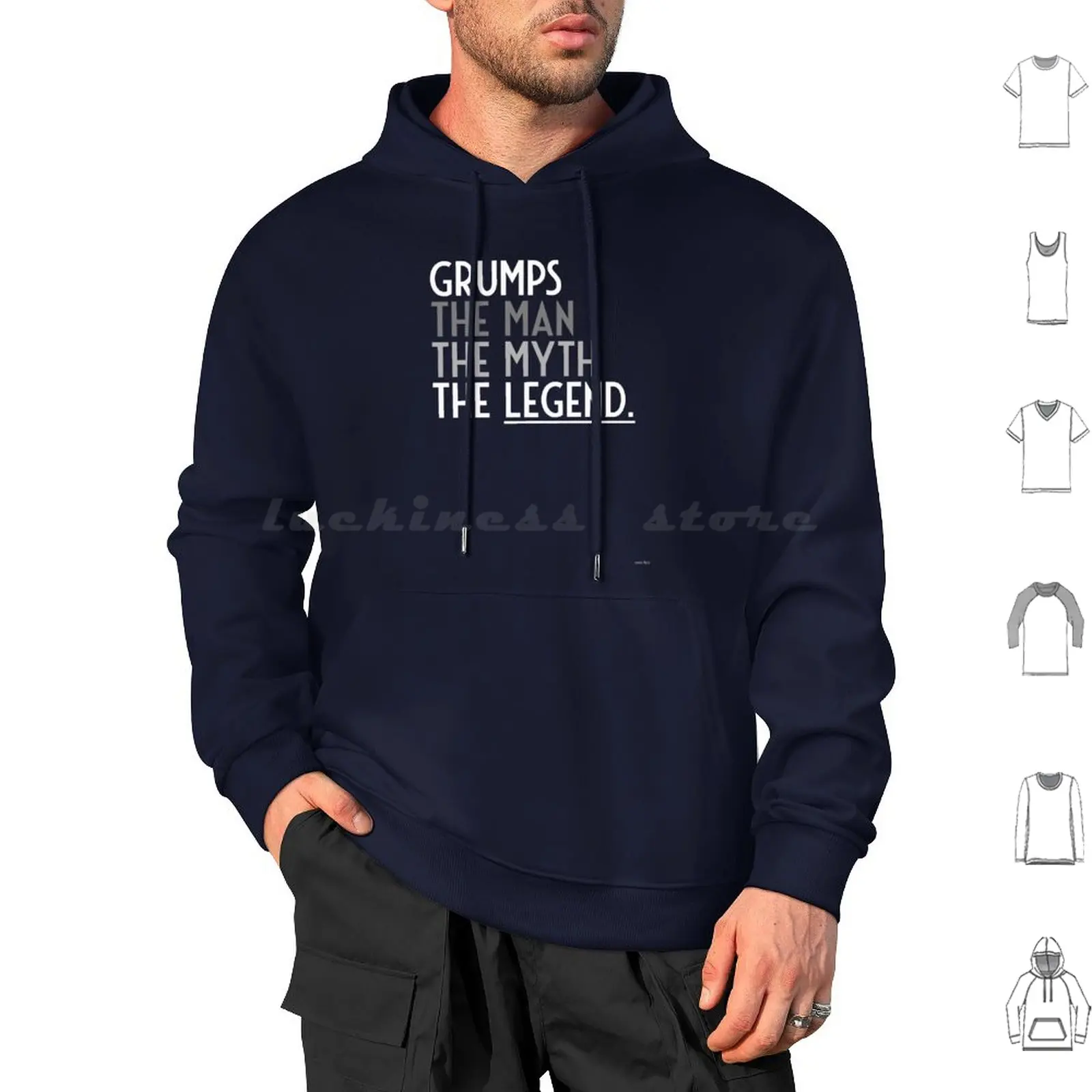 

Grumps-The Man , The Myth , The Legend. Hoodie cotton Long Sleeve Grumps Grandpa Granddad Gramps Grampy New Dad New