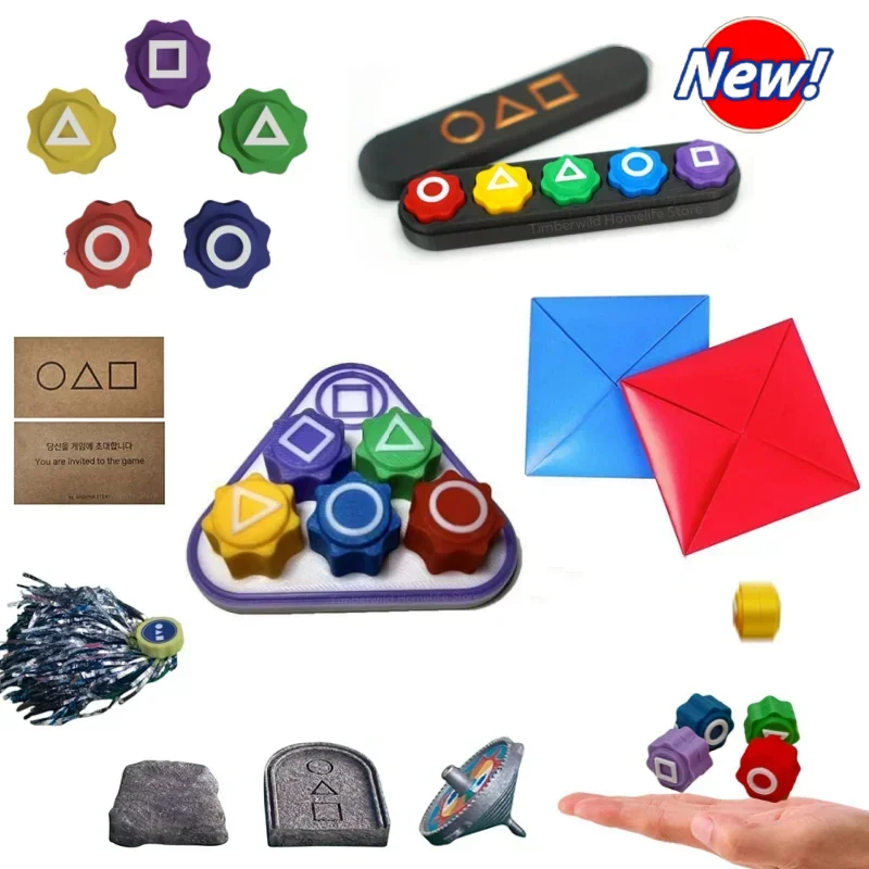 Juegos de juegos folclóricos coreanos, accesorios de juego de dados para fiesta, círculo cuadrado, triángulo, accesorios de juego de fiesta familiar, película coreana, juego de calamar, 5 uds.